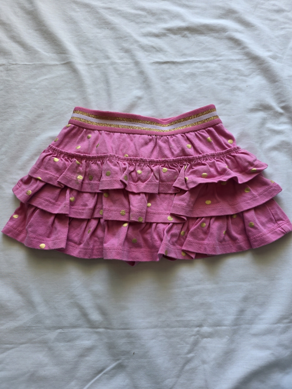 Boden Pink Ruffle Skort with Gold Dot Accents
